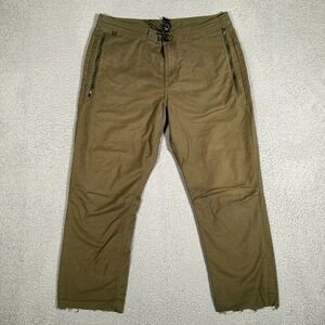 Roark Revival Pants Mens 36x26 Green Layover Casual‎ Drawstring Cut Off Hem Logo